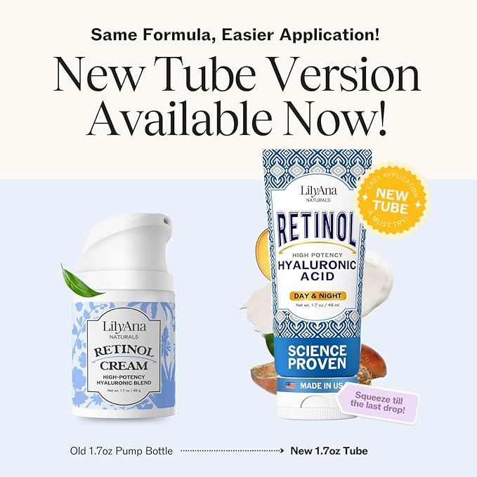 LilyAna Naturals Retinol Cream - Anti-Aging Moisturizer for Face & Neck, Made in USA, Wrinkle Reduction - 1.7oz, 2 Pack-Velvo Beauty