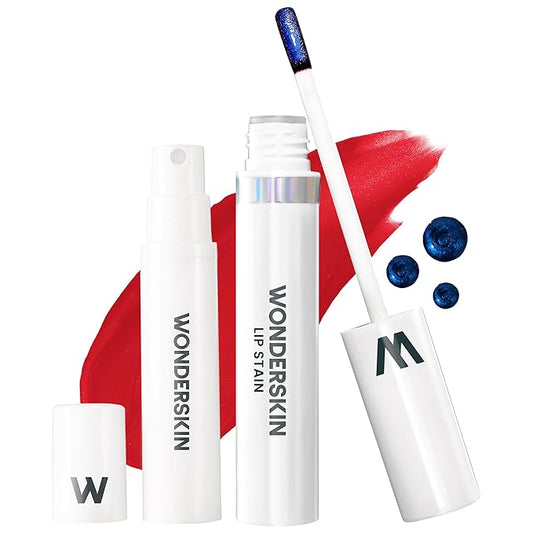 Wonderskin Wonder Blading Lip Stain Peel Off and Reveal Kit - Long Lasting, Waterproof Red Lip Tint, Transfer Proof Natural Lip Stain Kit (Playful)-Velvo Beauty