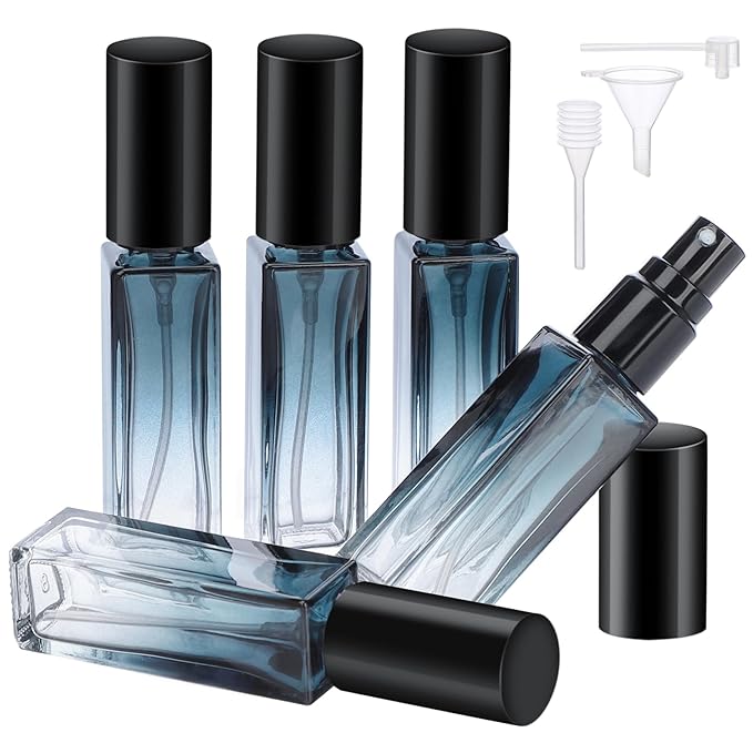 Segbeauty Travel Perfume Bottle Refillable, 5pcs 10ML Mini Glass Perfume Containers with Funnel and Pipette, Empty Portable Leak-proof Fragrance Bottles Spray Atomizer Pump Bottle Kit for Toiletries-Velvo Beauty