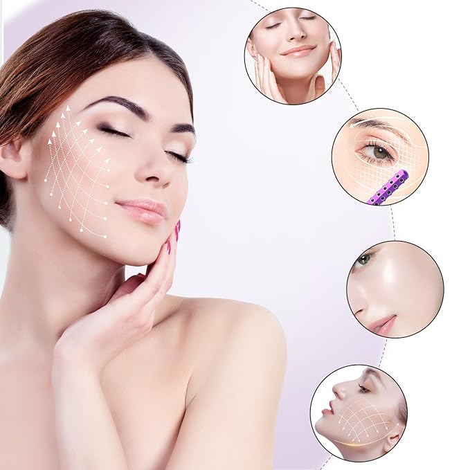 Up Lifting Massaging Beauty Roller Radiance Roller 30 Germanium Stone Face Roller for Uplift and Skin Care,Uplifting Face Massager (Purple)-Velvo Beauty