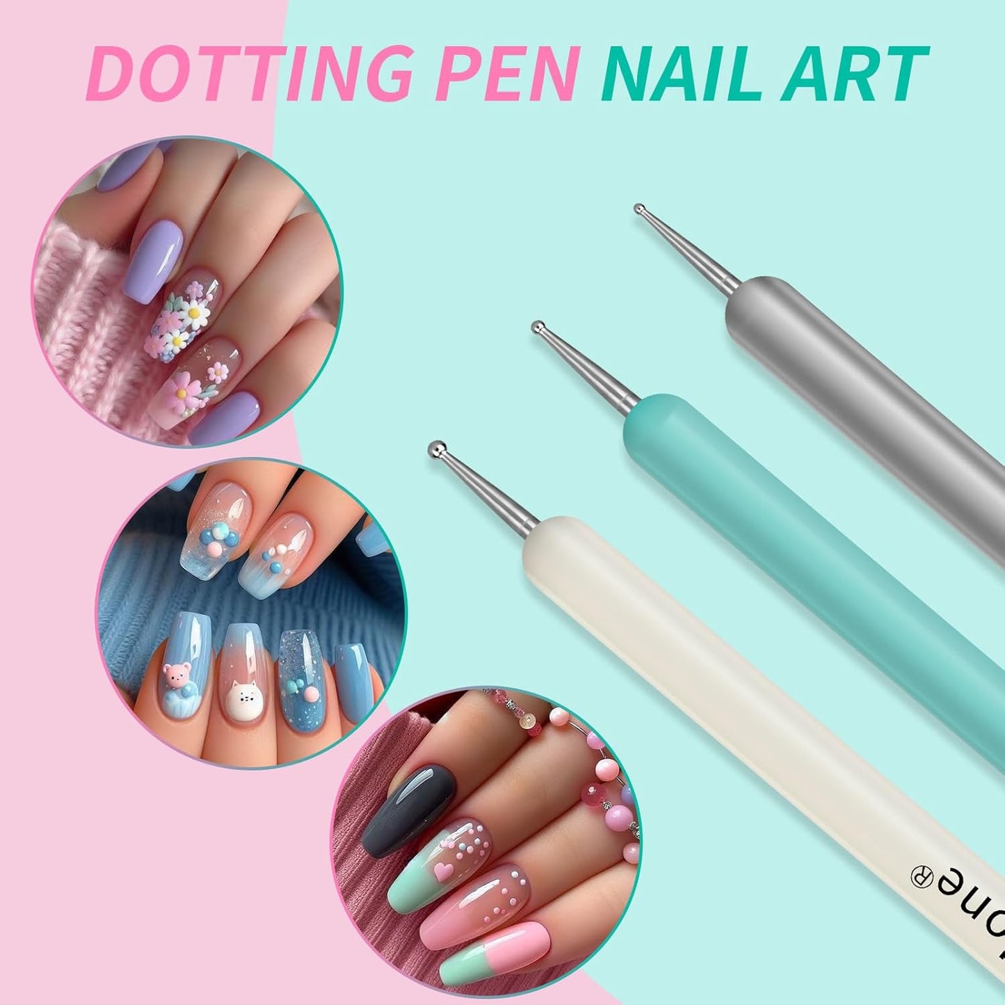 Artdone Nail Dotting Tools Double-ended Nail Art Brushes Kit Nail Art Gel Polish Liner Brushes Design Pen For Nail Drawing And Nail Paint Brushes Small Detail Brushes.-Velvo Beauty