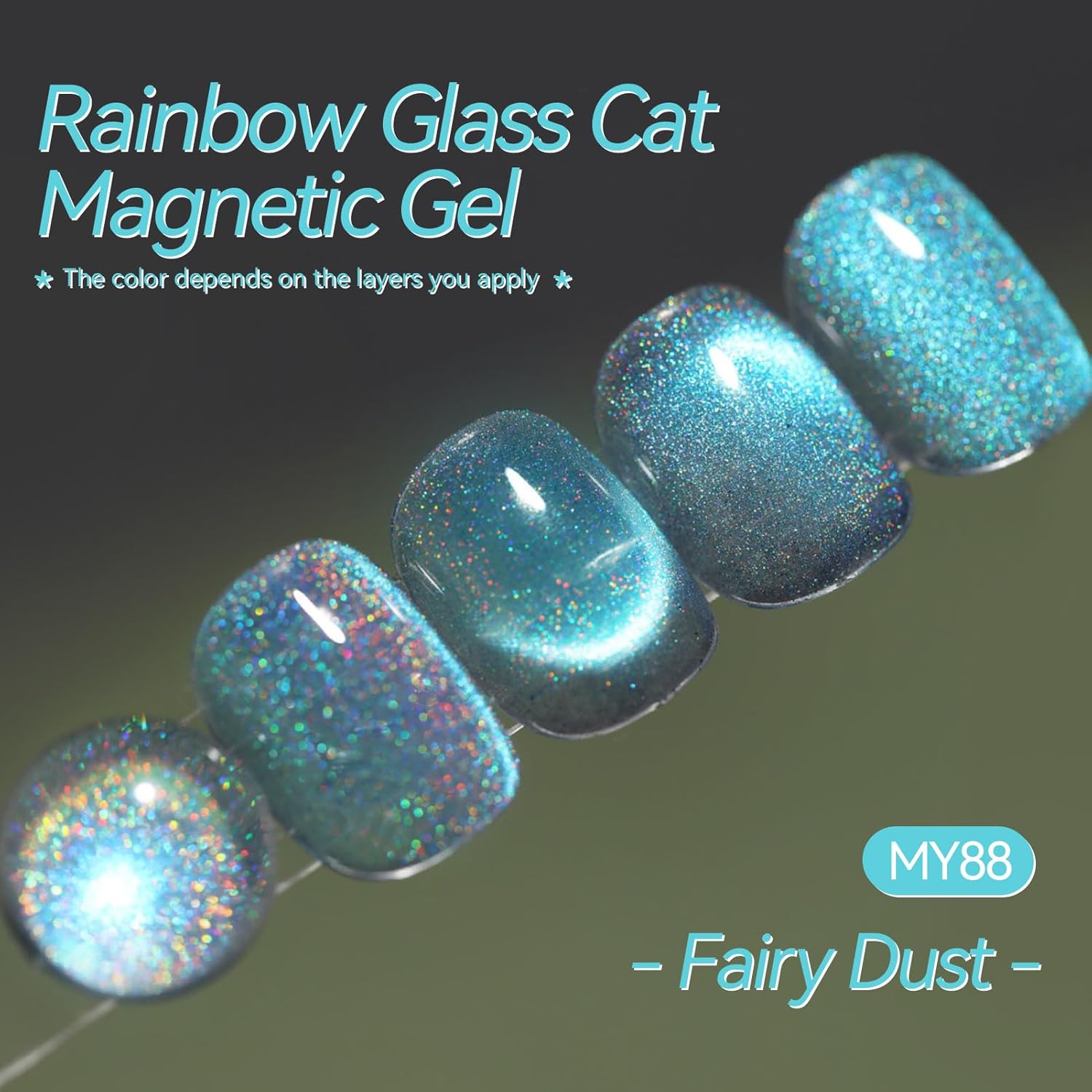 BORN PRETTY Blue Cat Magnetic Eye Gel Nail Polish, Rainbow Holographic Moonlight Glass Magnetic Gel Nail Polish 15ML-Velvo Beauty
