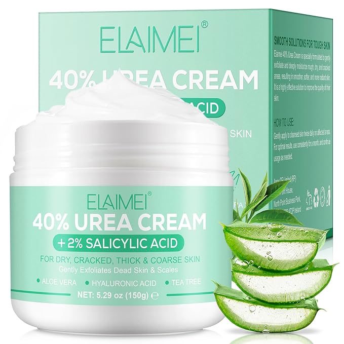 J&H Jasmine&Hyacinth 40% Urea Cream with 2% Salicylic Acid, Aloe, Feet/Heel Cream Moisturizer for Dry Cracked Heel, Knees, Elbows, Hands, Callus Remover, Intensive Hydrating Treatment-5.3 OZ/150 G-Velvo Beauty