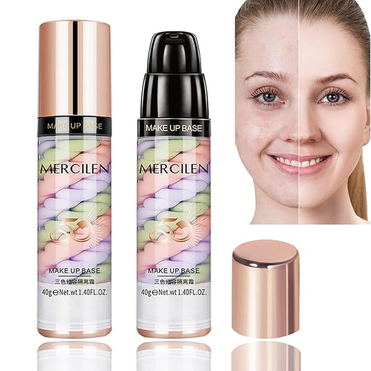 Primer Face Makeup Base, 3 In 1 Isolation Cream Color Corrector, Makeup Primer Skin Tone Correcting and Brightening Primer, Oil Control Moisturizing Face Primer to Hide Wrinkles and Fine Lines-Velvo Beauty