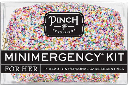 Pinch Provisions Funfetti Minimergency Kit, includes 17 Travel-Sized Cosmetic Essentials, Convenient for Purses, Emergency Beauty Accessories, Gifts for Holiday’s & Birthday’s-Velvo Beauty