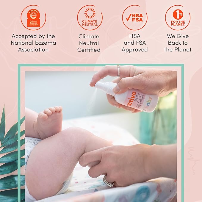 Active Skin Repair Natural, Non-Toxic, No Sting Baby Spray First Aid Safe For Use on Diaper Rash, Baby Acne, Eczema, Cuts, Wounds, Scrapes, and Other Skin Irritations (3 oz. Spray)-Velvo Beauty