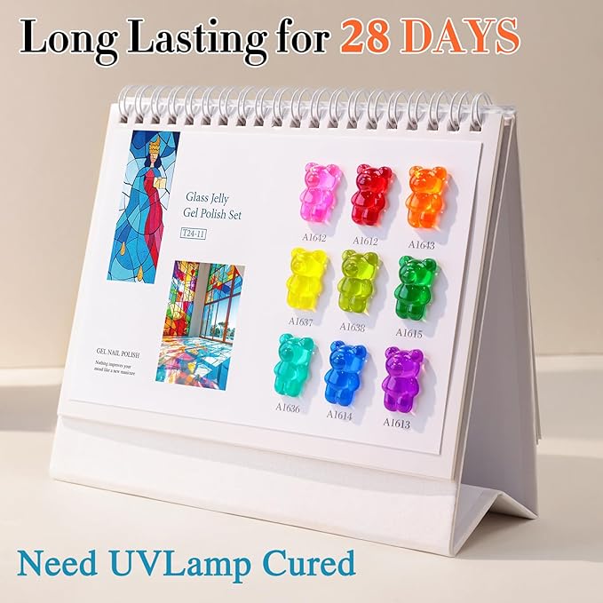 Double Rhythm 28Pcs 0.5Oz Gel Nail Polish Set Same Color Same Bottle Soak Off Gel Polish Kit Nail Art Manicure Salon DIY at Home for Women (Neon Jelly Sheer Collection-T24-11)-Velvo Beauty