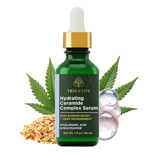 Tree of Life Beauty Ceramide Serum Complex - Skin Barrier Serum with Hemp Seed Oil - Nourishing Barrier Serum with Hyaluronic Acid, Niacinamide and Colloidal Oatmeal - Hydrating Serum for Face 1 Fl Oz-Velvo Beauty