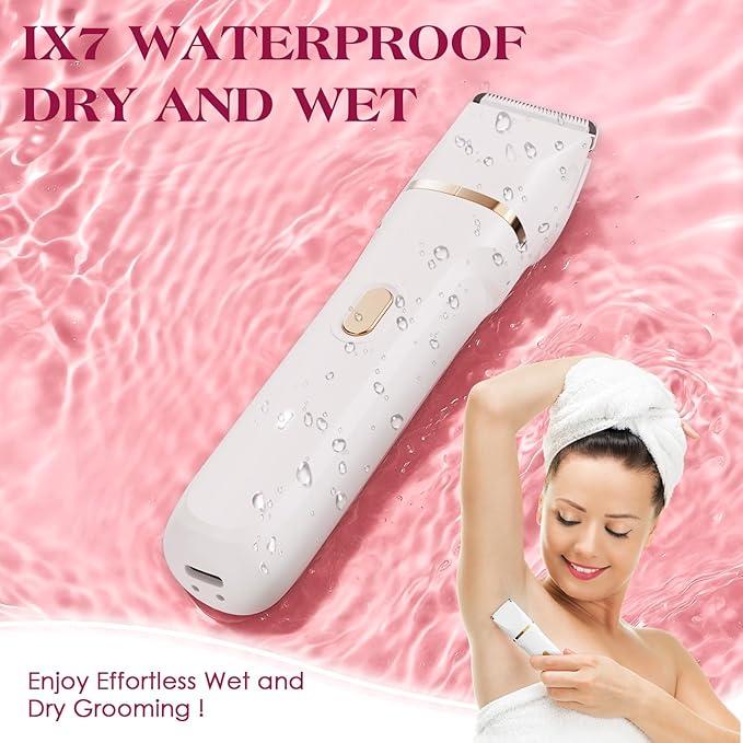 Bikini Trimmer for Women - 5 in 1 Electric Razors for Ladys Pubic Facial Nose Body Leg Hair Removal, Waterproof Electric Shaver for Women Private Area Sensitive Skin, Personal Hair Trimmer-Velvo Beauty