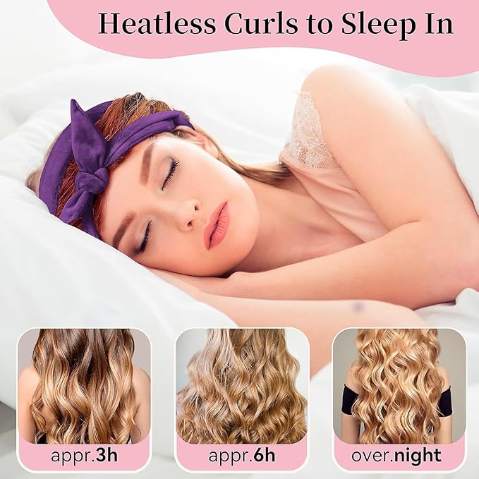 Heatless Curling Rod Headband, Upgraded 60" Extra Long Heatless Curls Headband Soft Hair Curlers to Sleep In Hair Rollers No Heat Curls (Light Purple)-Velvo Beauty
