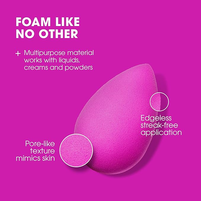 Beautyblender® | Electric Violet Beauty Blender Makeup Sponge, Super-Soft Foam Easily Blends Foundations, Powders & Creams, Made in USA, Reusable, Washable, Streak Free Application, Vegan-Velvo Beauty