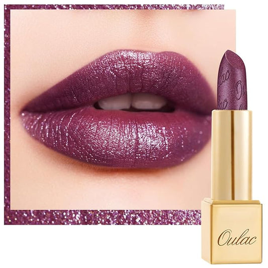 Oulac Purple Lipstick for Women with Metallic 3D Shine Lightweight Hydrating Formula, High Impact Lip Color, Vegan & Gluten Free Beauty, Full Coverage Lip Makeup, Virtual Violet(22)-Velvo Beauty