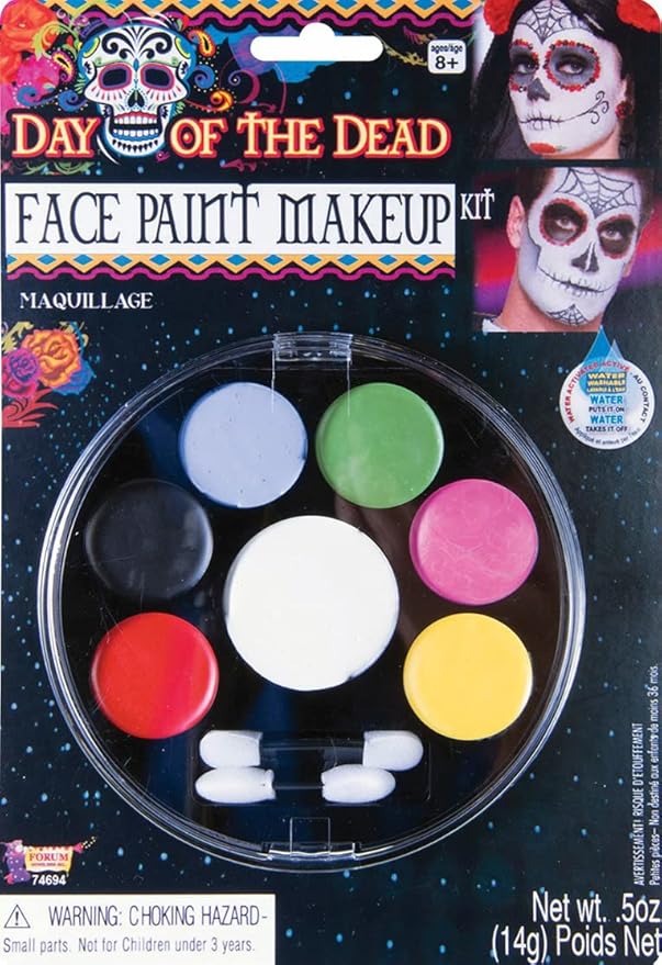 Forum Novelties Costume Day of The Dead Face Paint Makeup Kit, Net Wt. 14 g/.5 Oz-Velvo Beauty