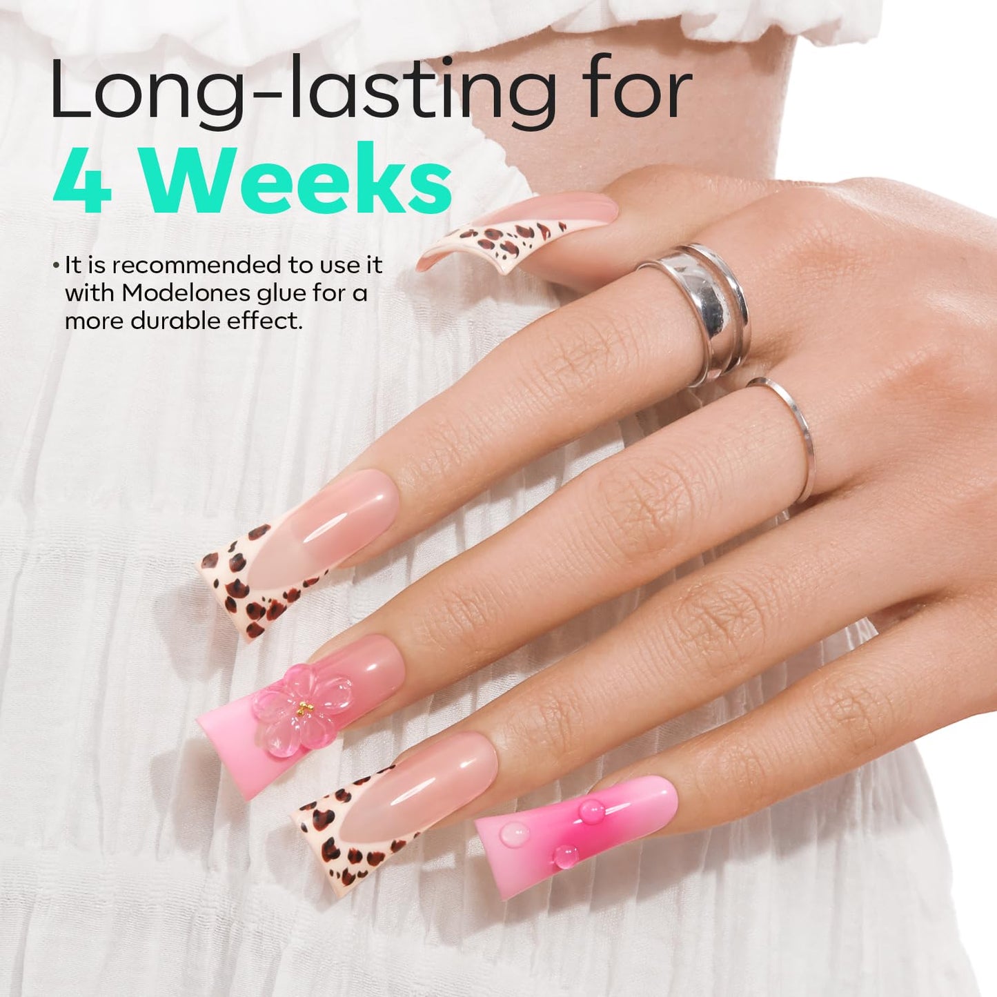 modelones Duck Nail Tips, Short Flare Pre-Shape Half Cover Soft Gel Tips Wide Style Acrylic Fake Nails False Clear Press on Extension Gel Kit Manicure DIY at Home 216PCS 12Sizes-Velvo Beauty