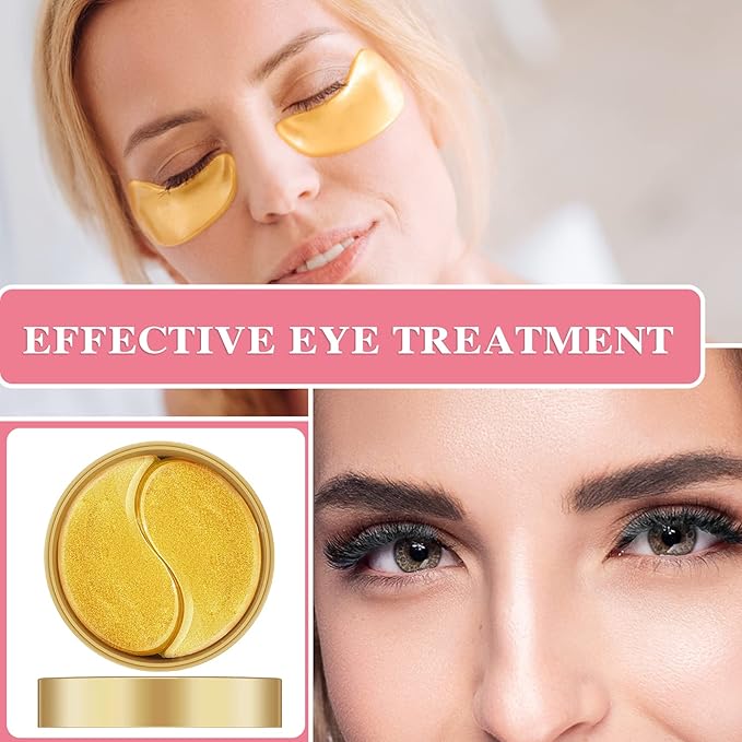 Under Eye Patches for Puffy Eyes & Dark Circles Treatments- 30 Pairs - Moisturizing Eye Mask for Reducing Fine Line,Hydrating Under Eye Pads,Improve Smooth Wrinkles and Under Eye Bags(Gold)-Velvo Beauty