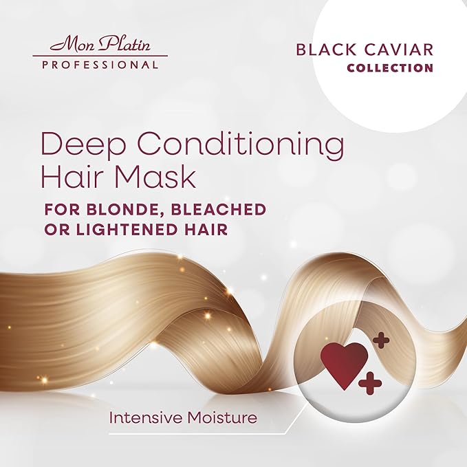 Mon Platin Professional Black Caviar Blonde Hair Mask & HY Loren Blonde Hair Shampoo, Intensive Moisturizing Treatments for Blonde, Bleached & Color-Treated Hair, SLS/SLES/Salt-Free, 500ml Each-Velvo Beauty