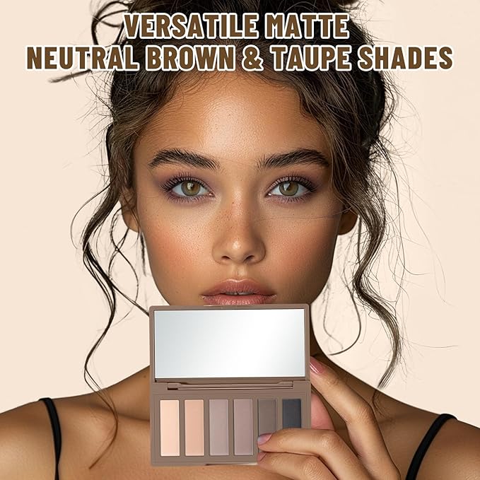 6 Colors Mini Naked Eyeshadow Makeup Palette with Brush Neutral Nude Smoky Eye Shadow Taupe & Brown Matte Make Up Pallet with Mirror Highly Pigmented Long Lasting Waterproof Travel Size Gift Kit-Velvo Beauty