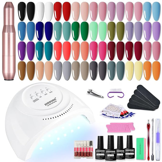 JODSONE 36 Pieces Gel Nail Polish Set U V Light Nail Drill Beginner Set Glossy Surface Easy To Apply Matte Texture All-In-One Manicure Kit-Velvo Beauty