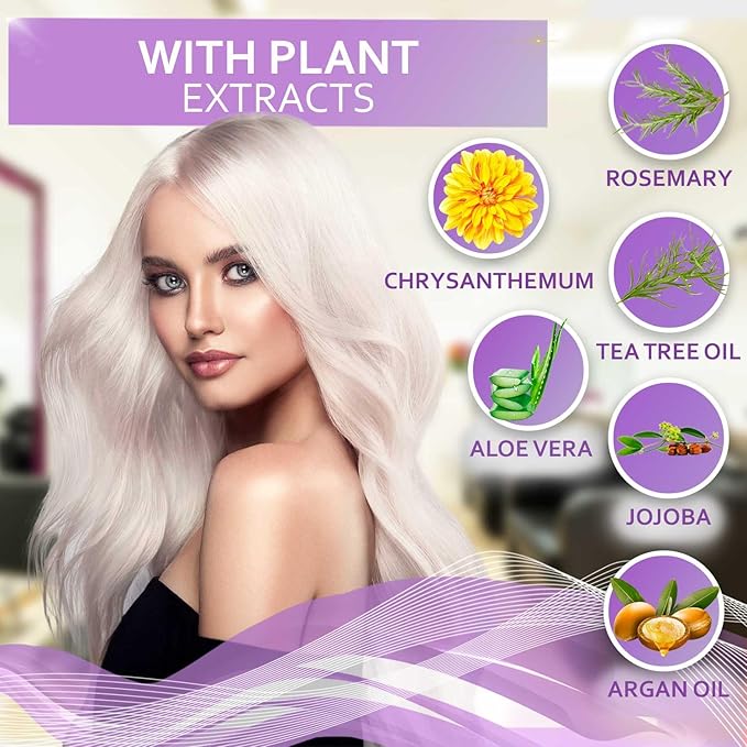 Purple Conditioner for Blonde Hair - Sulfate and Paraben Free Toner - No More Orange and Yellow Brassy Tones - More Balance for Color Treated, Bleached, Silver, White and Gray Hair - Women and Men-Velvo Beauty