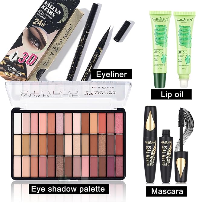All in One Professional Makeup Kit for Women Girls Holiday Makeup Gift Sets Xmas Essential Bundle Include Eyeshadow Palette Lipstick Blush Concealer Eyeliner Mascara Brush Eyebrow Pencil-Velvo Beauty