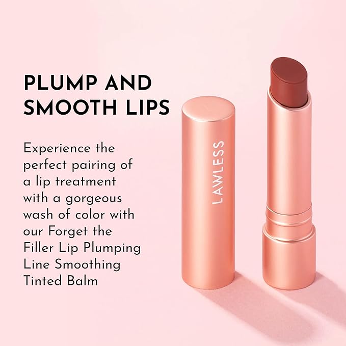 LAWLESS Forget the Filler Lip Plumping Line Smoothing Tinted Balm, Sugarplum, Pink, 0.09 Ounce-Velvo Beauty