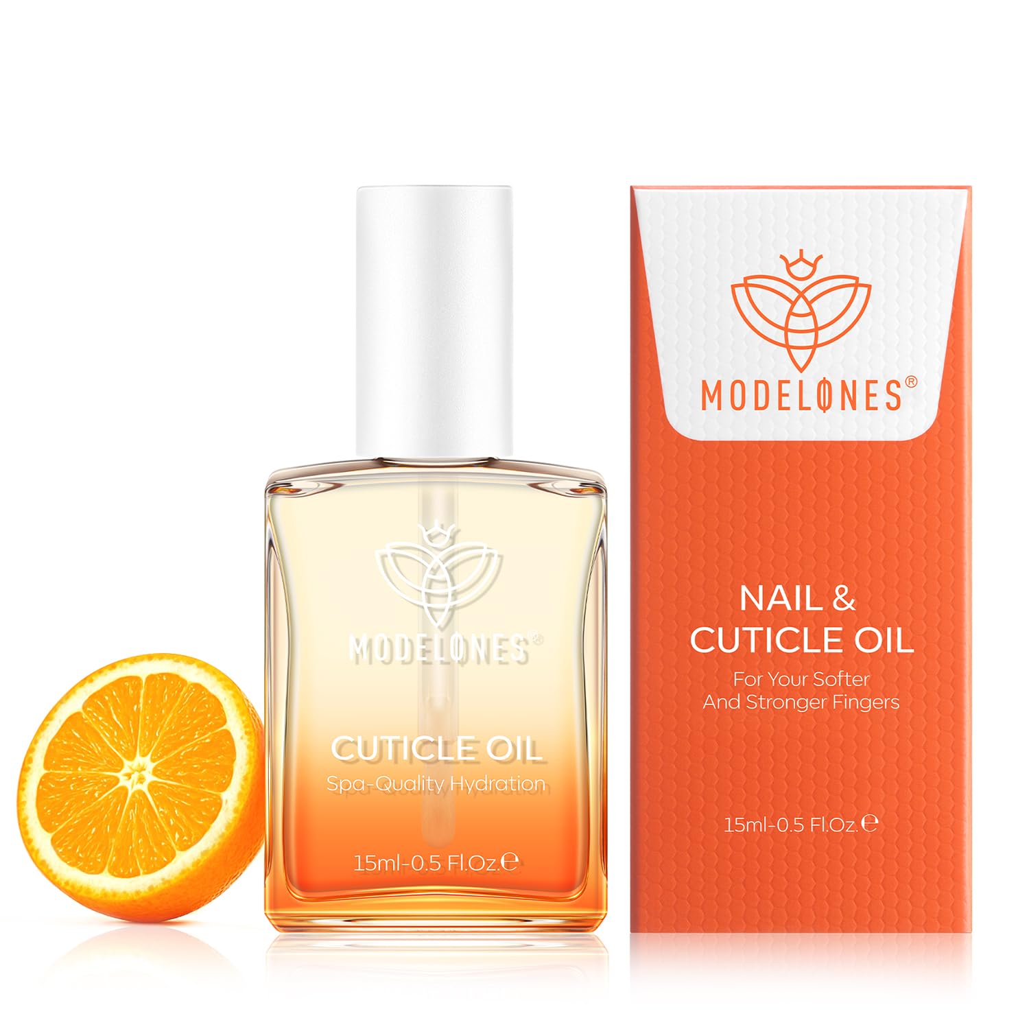 modelones Cuticle Oil for Nails Orange Nail Oil for Growth and Strength Nail Growth Oil Cuticle Care Quick Dry Nail Care Moisturize and Strengthen Damaged Nails 15ml 0.5Fl Oz-Velvo Beauty