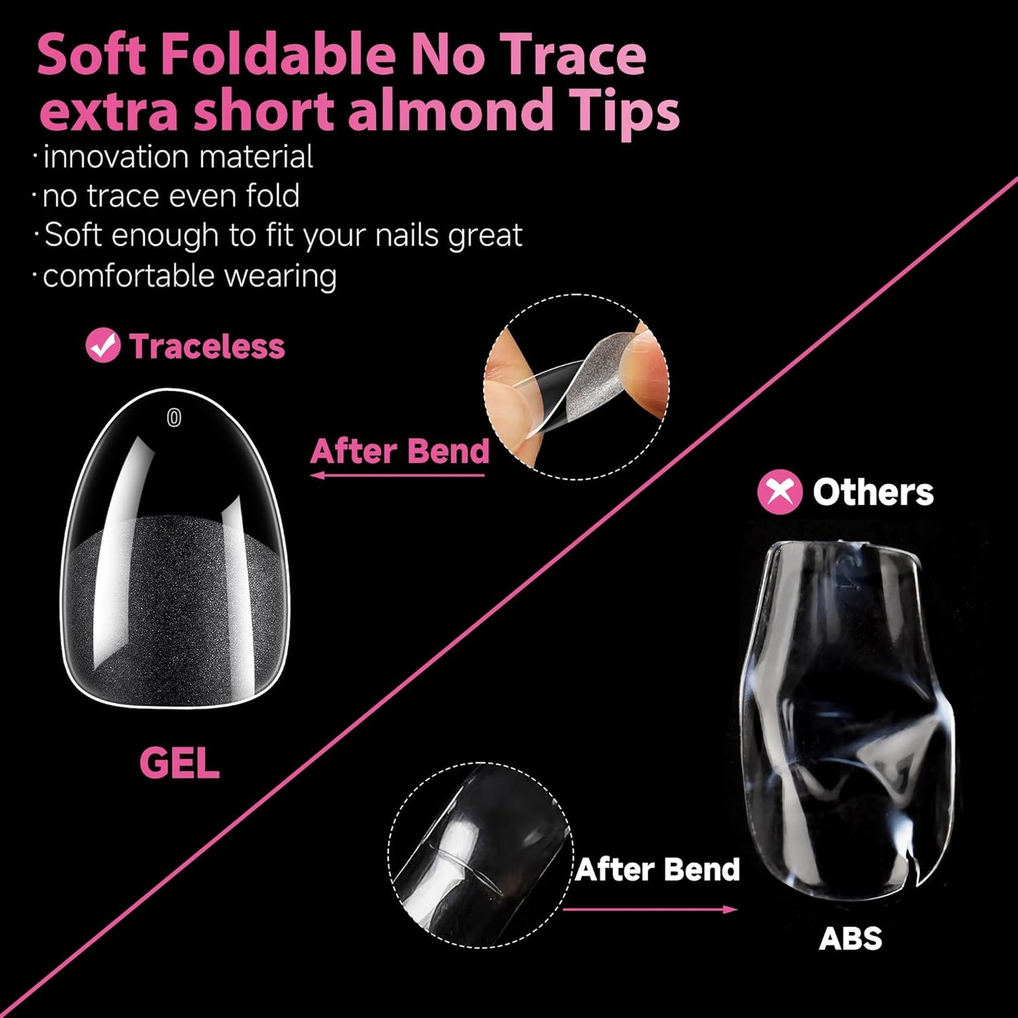 UNA GELLA Extra Short Almond Nail Tips, 504 Pcs Pre-Filed XS Almond Gel Nails, 12 Sizes Half Matte Full Cover Press Ons for Nail Extension Manicure Home DIY Salon-Velvo Beauty