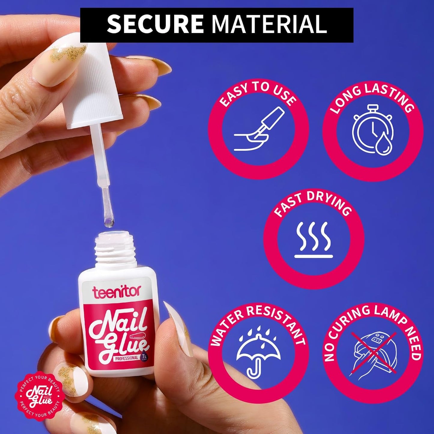 Teenitor Strong Nail Glue, 42ml Professional for Press Ons, Brush-On for Acrylic Nails, Bond With File, Long Lasting, 10 Pcs-Velvo Beauty