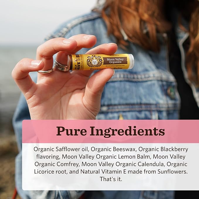 Moon Valley Organics Beeswax Lip Balm for Moisturizing Lips and Cuticles (JUICY BLACKBERRY, 6-Pack)-Velvo Beauty