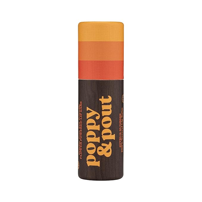 Poppy & Pout Citrus Sunrise Jumbo Lip Balm | All Natural Lip Balms & Moisturizers | Hydrates with Beeswax, Vitamin E, Organic Coconut Oil | Cruelty-Free | Lip Balm in Recyclable Cardboard Tube-Velvo Beauty
