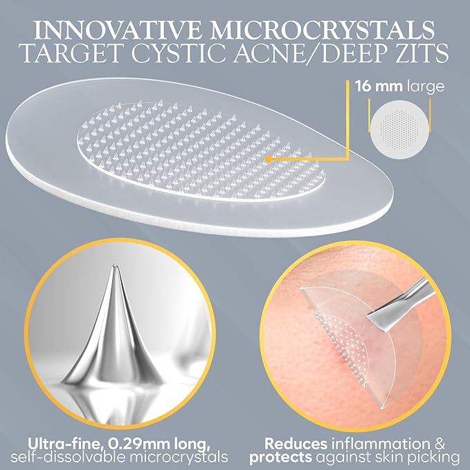 Microdart Acne Patch, Zit Patches for Cystic Acne Overnight Care, Cystic Acne Coverage, Pimple Patches Microdart Technology - Salicylic & Hyaluronic Acid (24 Count)-Velvo Beauty