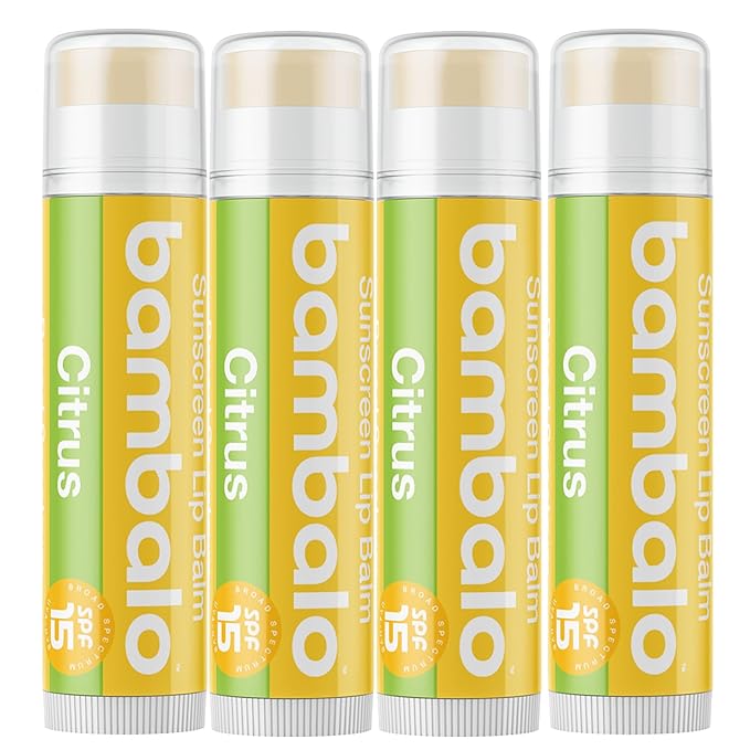 4-Pack Citrus SPF 15 Lip Balm - Organic Ingredients, Broad Spectrum UVA/UVB Protection - Hydrating & Moisturizing, USA Made-Velvo Beauty