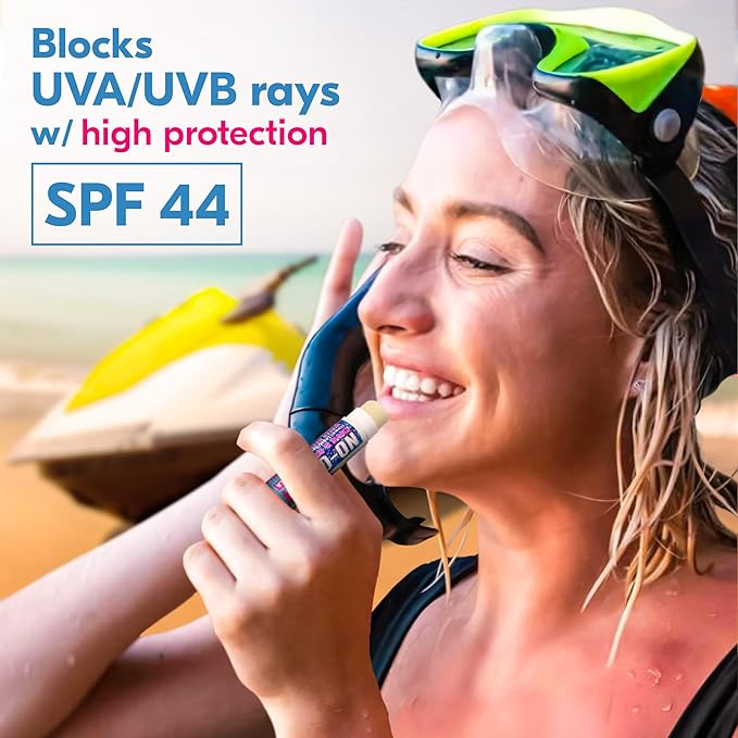 Moisturizing SPF 44 Lip Balm - Spf Lip Balm with Vitamin E | Broad Spectrum | Moisturizing | Vegan | Water Resistant Vanilla Flavor | 0.15 oz | 3 Pack-Velvo Beauty