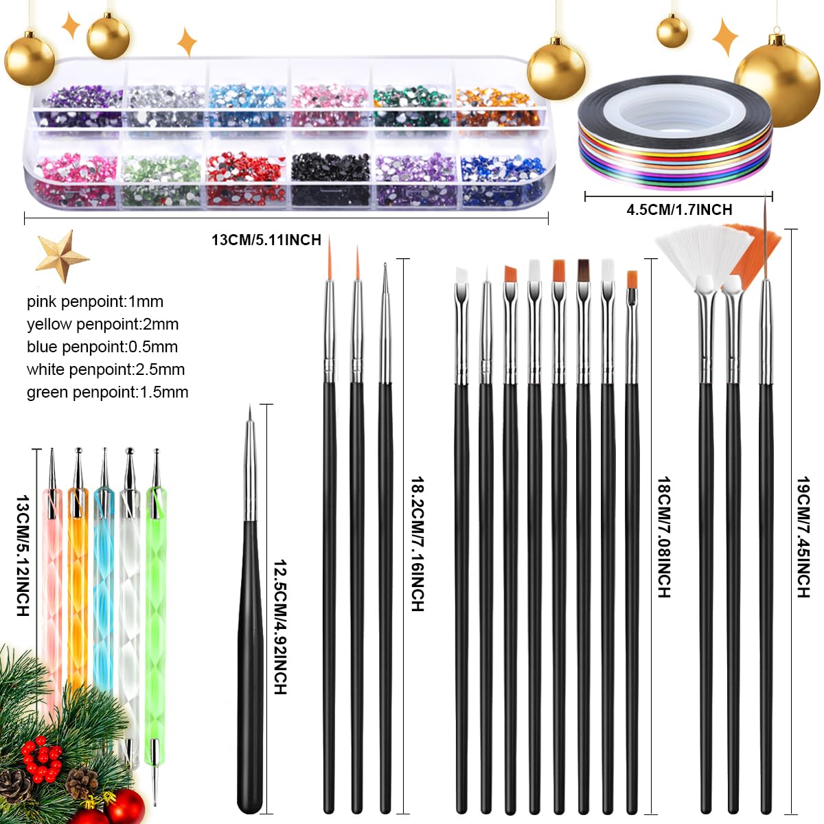 Teenitor Nail Art Kit Nail Art Tools, Nail Design Kit with Nail Art Brushes, Nail Tape Nail Gems Rhinestones, Nail Dotting Tools Nail Foil, Butterfly Nail Design Tools for Nail Art Supplies-Velvo Beauty