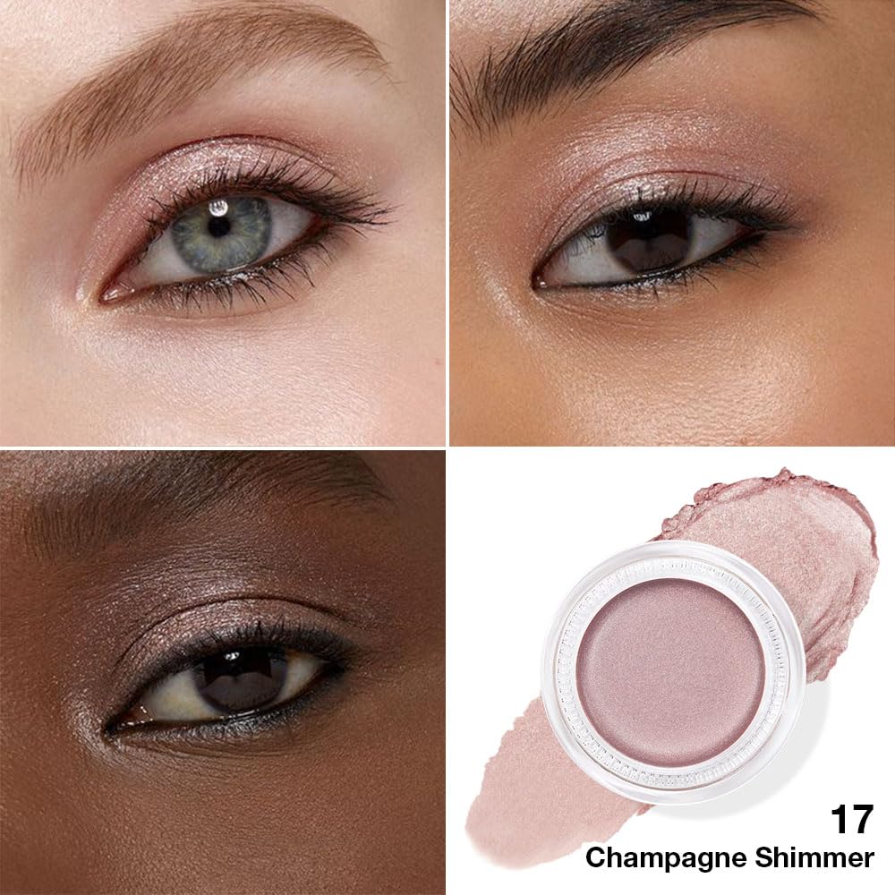 Kaely Single Cream Eyeshadow Pot, Champagne Shimmer Eye Shadow for Older Women High Pigmented Waterproof, Natural Eyeshadow Palette Makeup Brightener, sombras en crema para ojos, Blendable, 17-Velvo Beauty