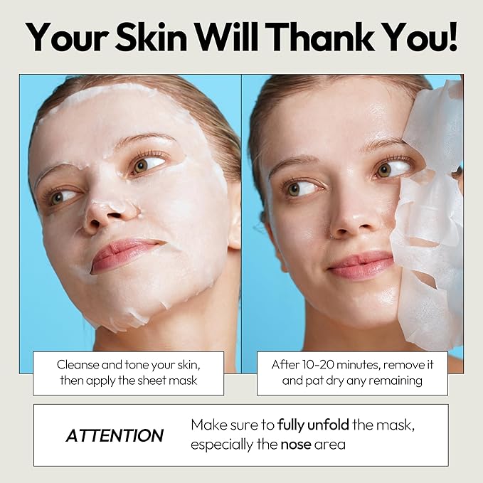 LAPCOS Aqua Sheet Mask, Hydrating Daily Face Mask with Seawater and Plankton Extract to Nourish Skin, Korean Beauty Favorite, 5-Pack-Velvo Beauty