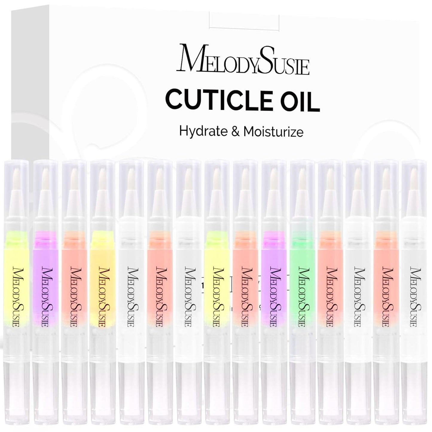 MelodySusie 15Pcs Cuticle Oil Pen Set,Nail Moisturizing Cuticle Oil Enriched with Vitamin E,Softens and Repairs cuticles,Nail Strengthener,Protects Damaged Skin,Thin Nails-Velvo Beauty