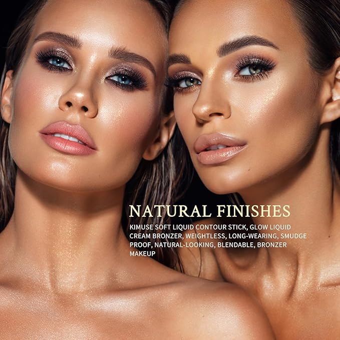 KIMUSE Soft Liquid Contour Stick, Glow Liquid Cream Bronzer, Weightless, Long-Wearing, Smudge Proof, Natural-Looking, Blendable, Bronzer Makeup-Velvo Beauty
