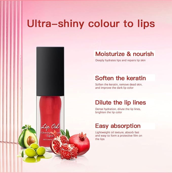 MAEPEOR Glowing Lip Oil 7 Colors Hydrating Lip Balm Nourishing Lip Care Lip Treatment Glossy Finish Non-sticky Moisturizing Lip Balm (04 Jam)-Velvo Beauty