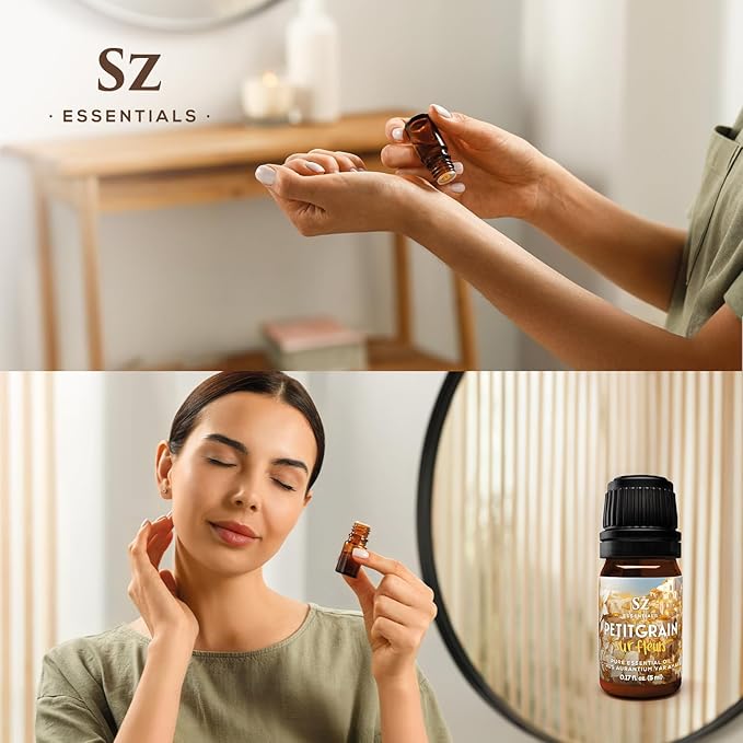 Petitgrain Sur Fleurs Essential Oil - 100% Pure and Undiluted - Extracted from Neroli-Bitter Orange Tree - Citrusy & Woody Scent with Fresh Neroli Floral Overtones - Therapeutic Grade-Velvo Beauty