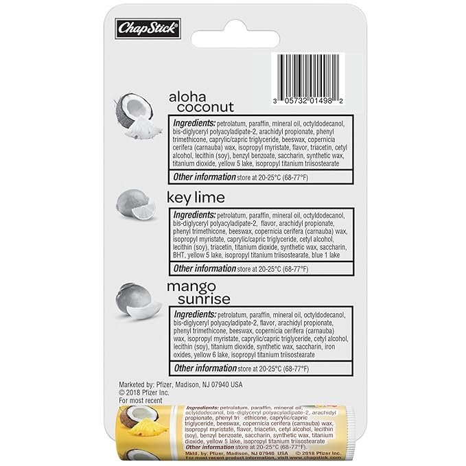 ChapStick Lip Care Bundle – Tropical Paradise Collection with Mango Sunrise, Key Lime, and Aloha Coconut Lip Balm, 0.15 Ea (5 Piece Set)-Velvo Beauty