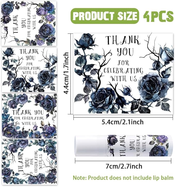 OLYCRAFT 100Pcs Self-Adhesive Lip Balm Tag Stickers 1.7x2.1 inch Goth Black Rose Waterproof Adhesive Label with Word Lipstick Tag Sticker for Lip Balm Container Tubes Lipstick Wrapping Decoration-Velvo Beauty