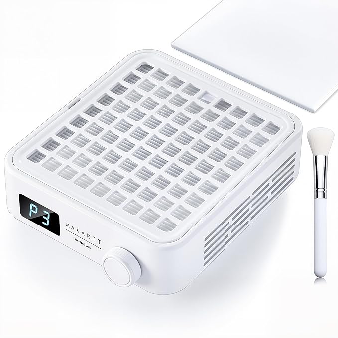 Makartt Professional Nail Dust Collector – Powerful Dust Collector Nail Tech Quite Suction Machine for Acrylic Nails Manicure & Pedicure Salon & Home Use Includes 10pcs Filters & Dust Brush-Velvo Beauty