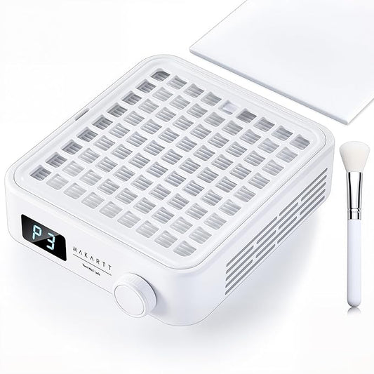 Makartt Professional Nail Dust Collector – Powerful Dust Collector Nail Tech Quite Suction Machine for Acrylic Nails Manicure & Pedicure Salon & Home Use Includes 10pcs Filters & Dust Brush-Velvo Beauty