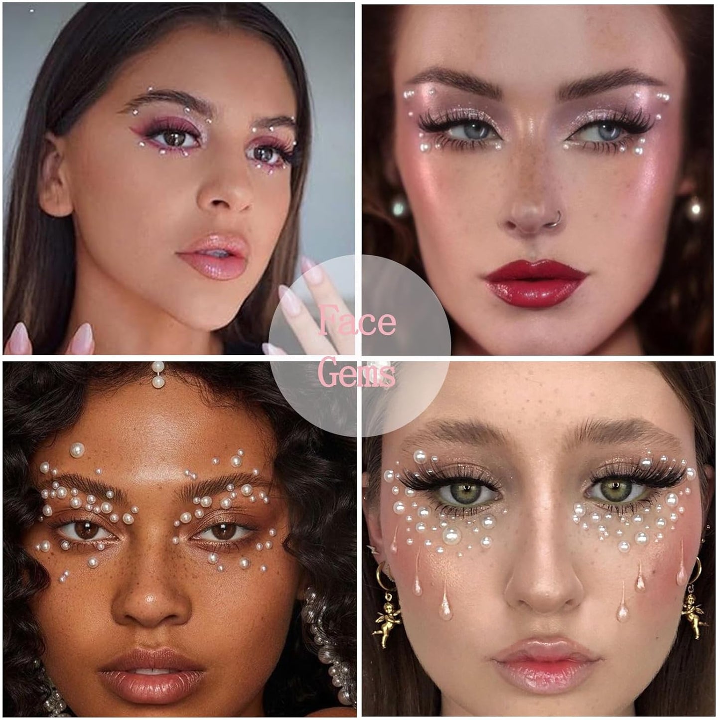 Nail Art Charms with Rhinestones Glue Gel White Flatback Pearls Luxurious Nail Charms Supplies Accessories Gold Silver Chains Nails Gems Jewelry Pearls for Women Nails Design-Velvo Beauty