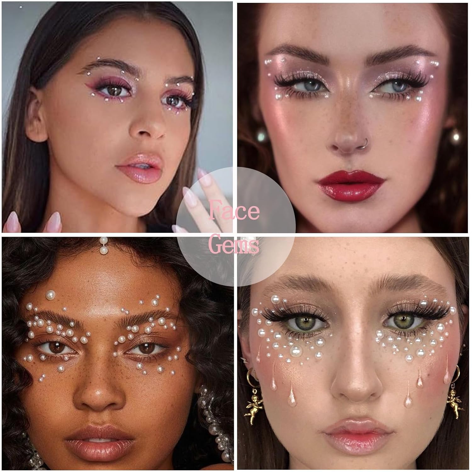 Nail Art Charms with Rhinestones Glue Gel White Flatback Pearls Luxurious Nail Charms Supplies Accessories Gold Silver Chains Nails Gems Jewelry Pearls for Women Nails Design-Velvo Beauty