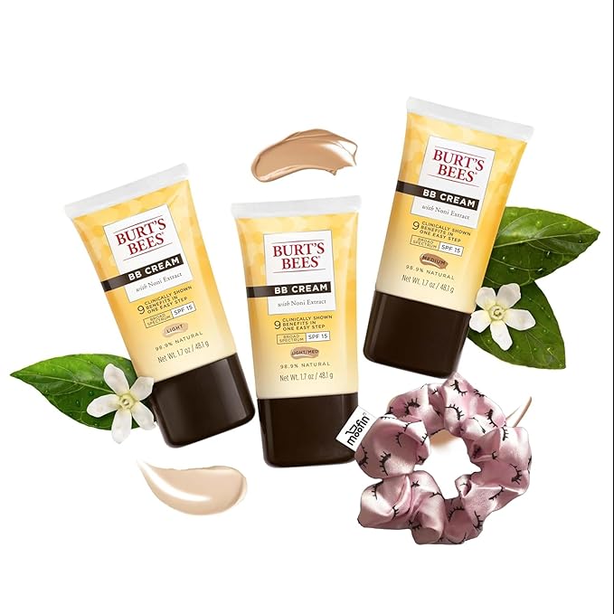 Bb Cream, 17 Oz - Wih Noni Extract LightMedium Shade Bb Cream Bundle Hair Scrunchie - Spf 15, 989 Natural, Smoothens Skin Pack Of 2-Velvo Beauty