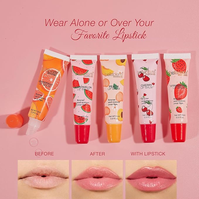 bellapierre Cosmetics 5-Piece Natural Lip Balm Kit | Moisturizing Lip Gloss | Fruit Flavored Liquid Lip Balm Collection-Velvo Beauty