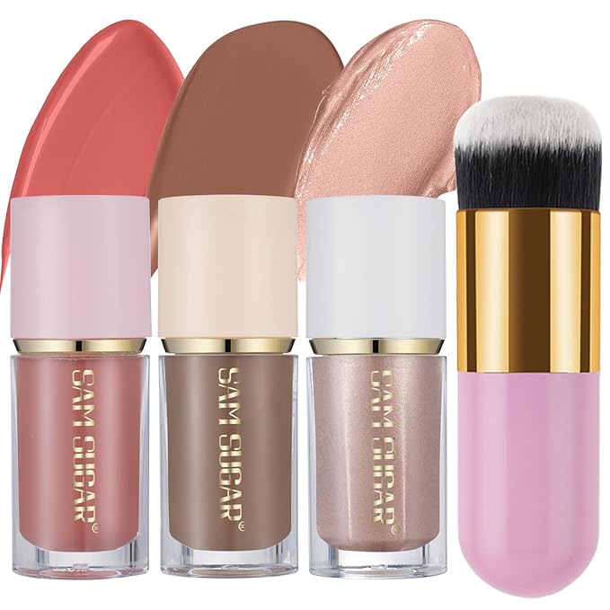 3Pcs Liquid Contour Makeup Trio with Bronzer Shade, Blush, Highlighter for Sculpted Makeup, Matte Finish Liquid Contour Set Easy to Create a Lightweight Look, Longwear Waterproof Formula (3, 9, 14)-Velvo Beauty