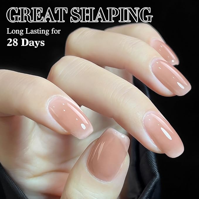 Double Rhythm Clear Gel Nail Polish 15ml Nail Strengthener in a Bottle Nail Extension Hard Gel Soak Off Long Lasting UV Gel (Light Nude 8 in 1-6)-Velvo Beauty